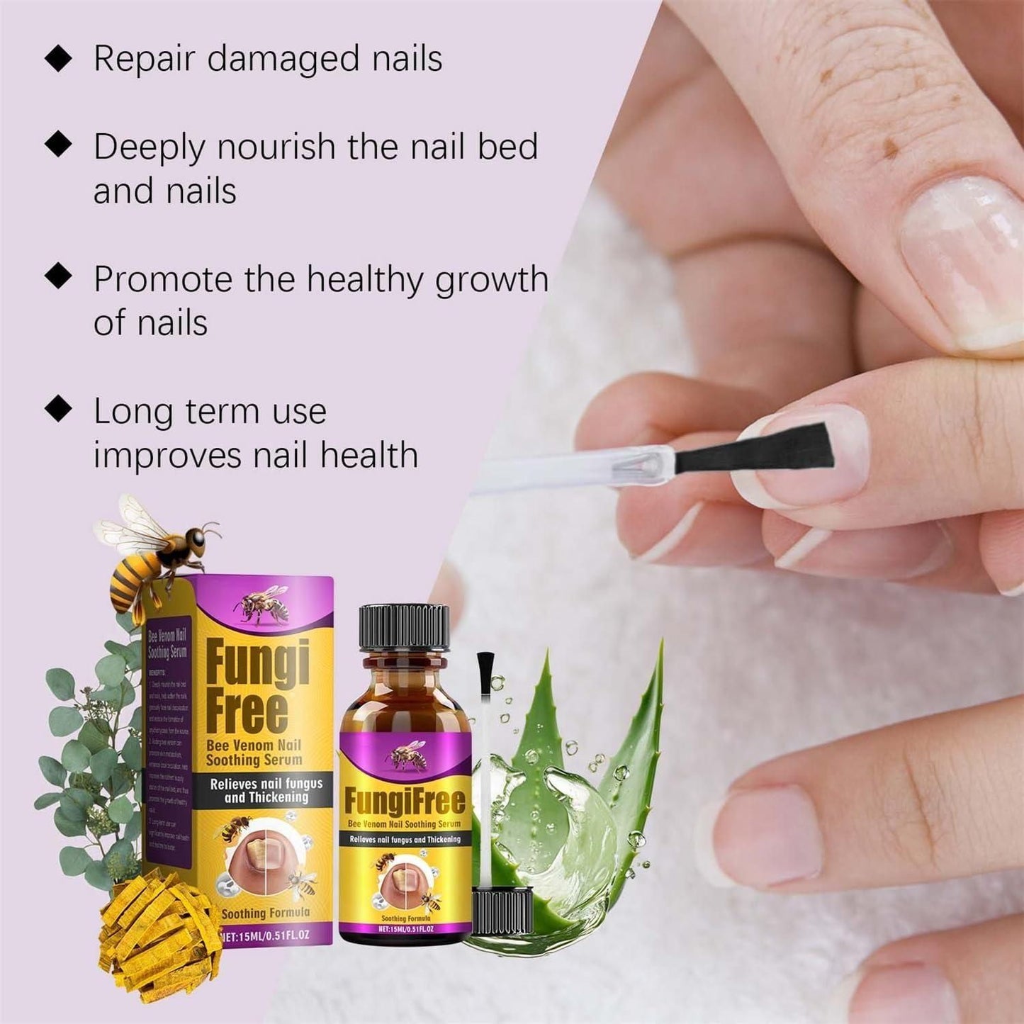 Fungi Free Bee Venom Nail Treatment Solution Serum (Buy 1 Get 1 Free)
