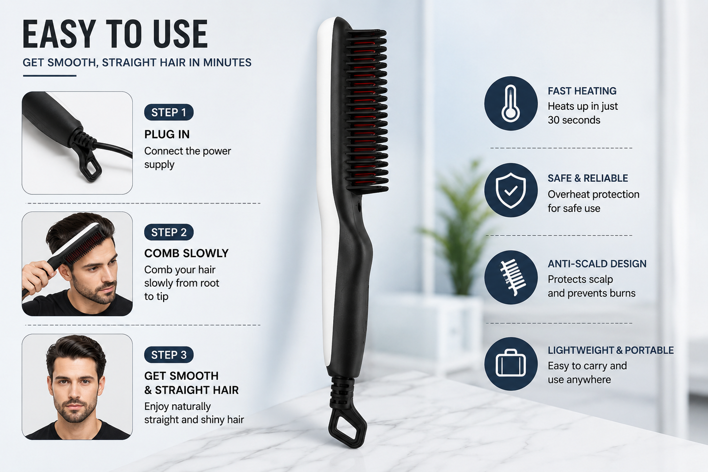 Electric Hair Straightening Comb