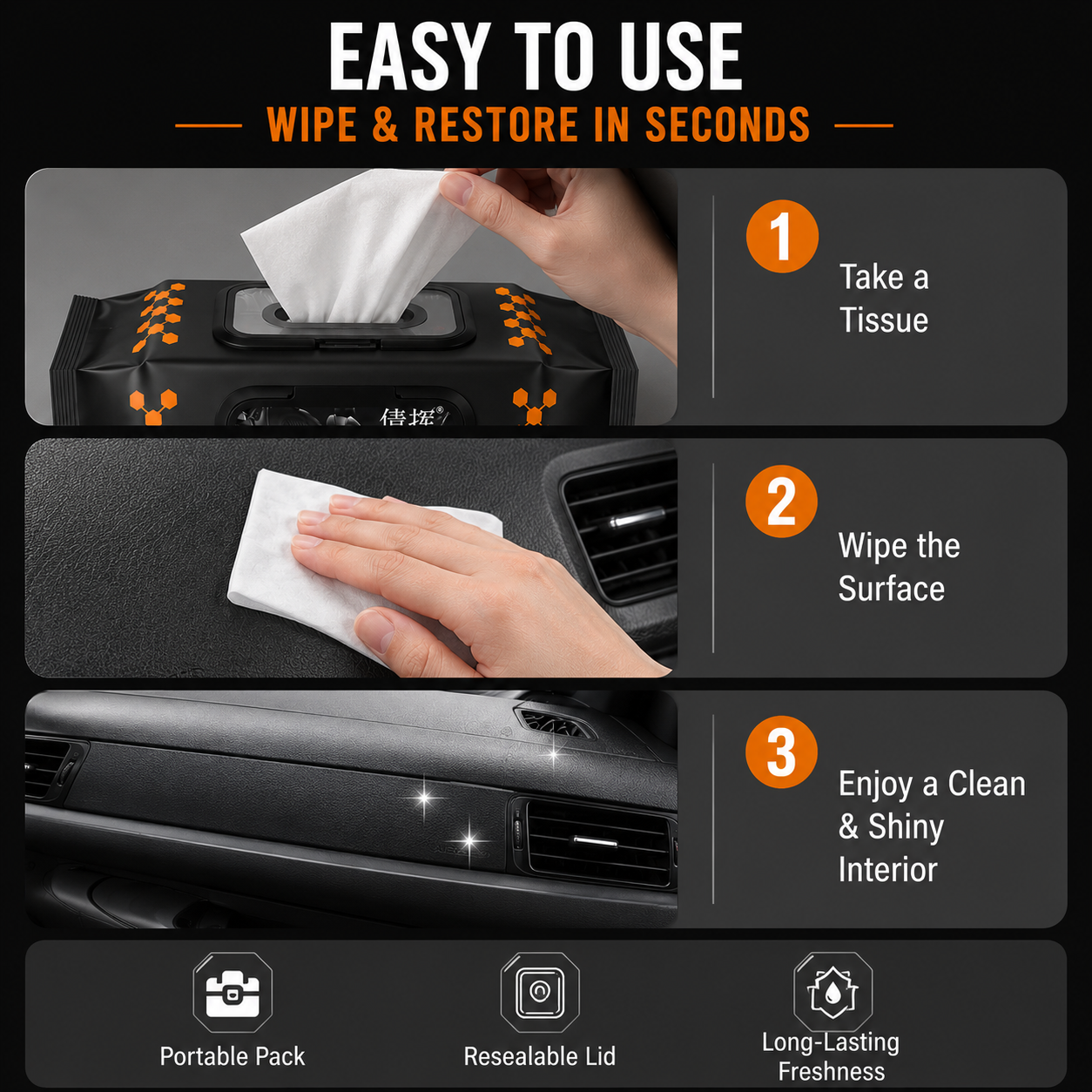 Car Dashboard Scratch Remover Tissue (80 Pcs Set)