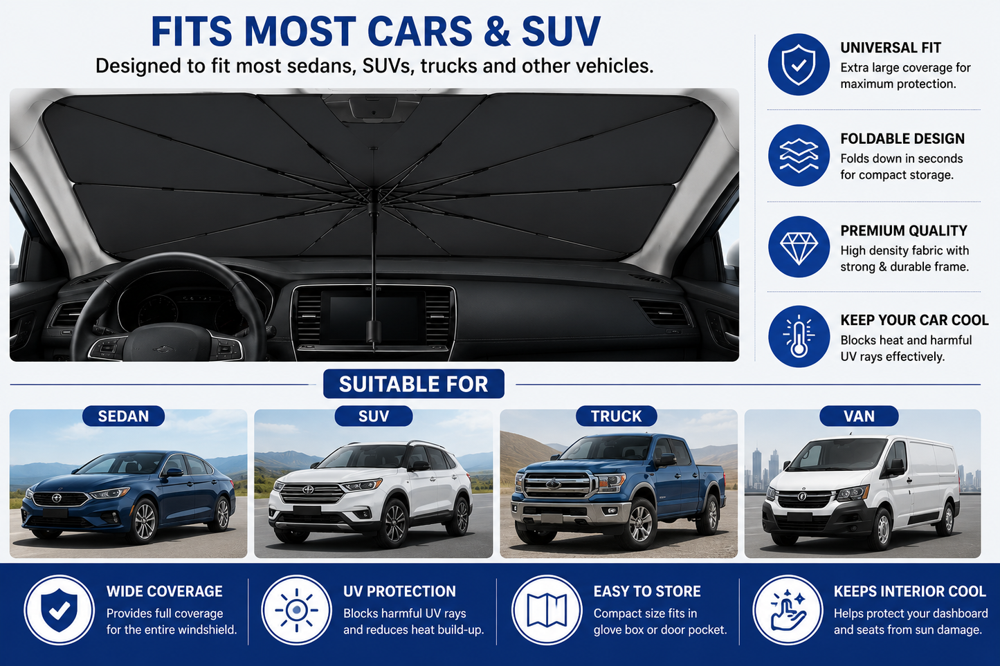 Car Windshield Sun Shade Umbrella