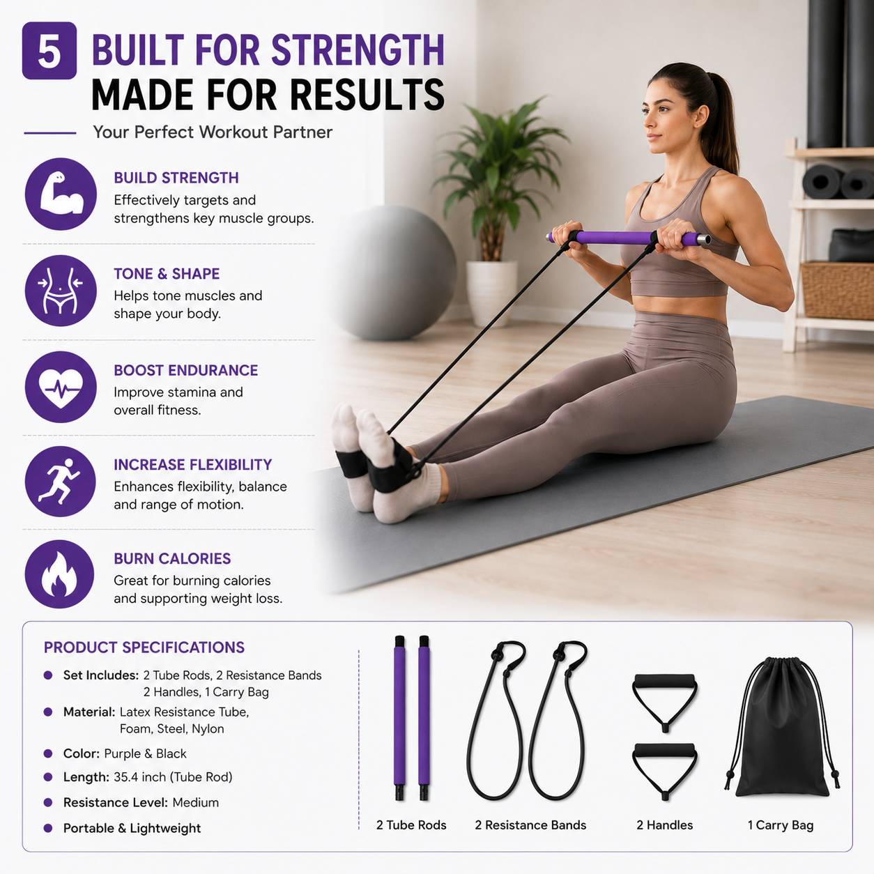 Fitness Exercise Tube Rod