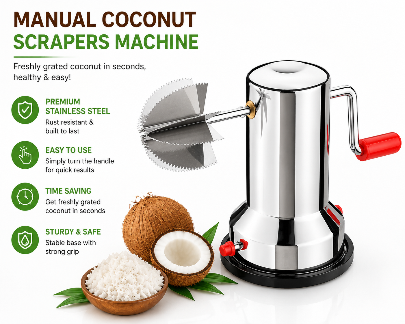 Manual Coconut Scrapers Machine