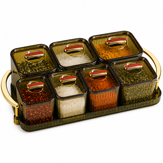 Transparent Spice Jar Set with Tray