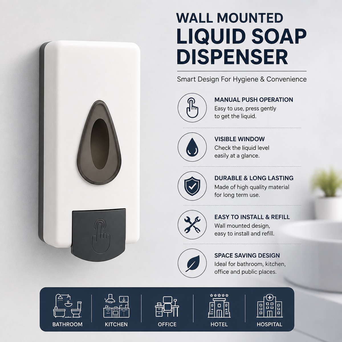 Wall Mounted Liquid Soap Dispenser
