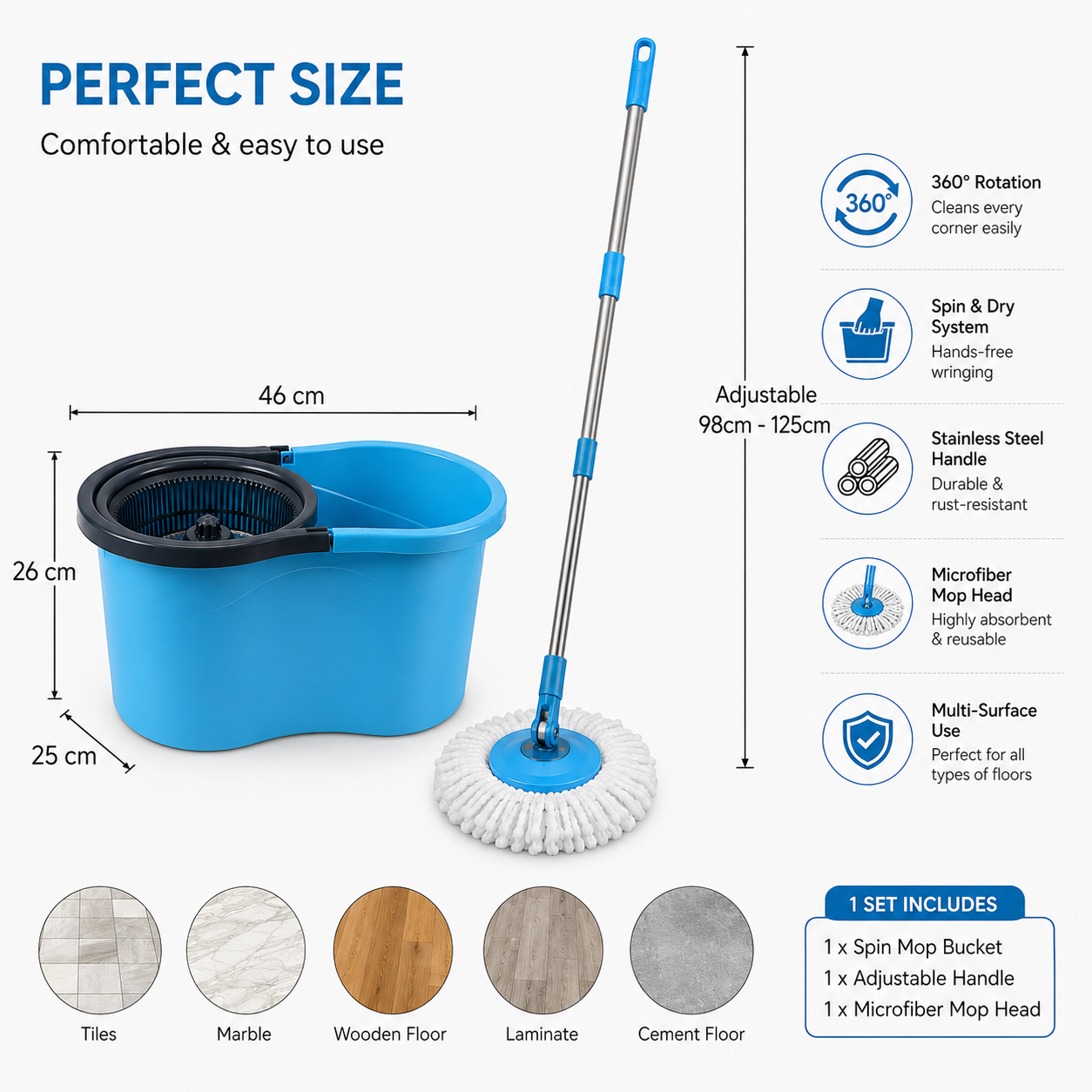 360 Degree Spin Mop Bucket Set