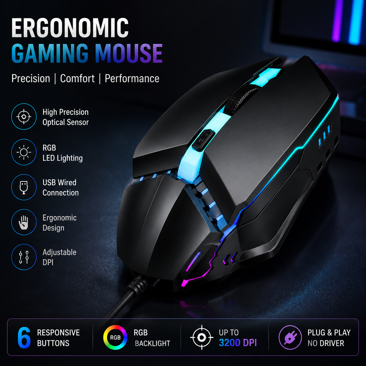 Ergonomic Gaming Mouse
