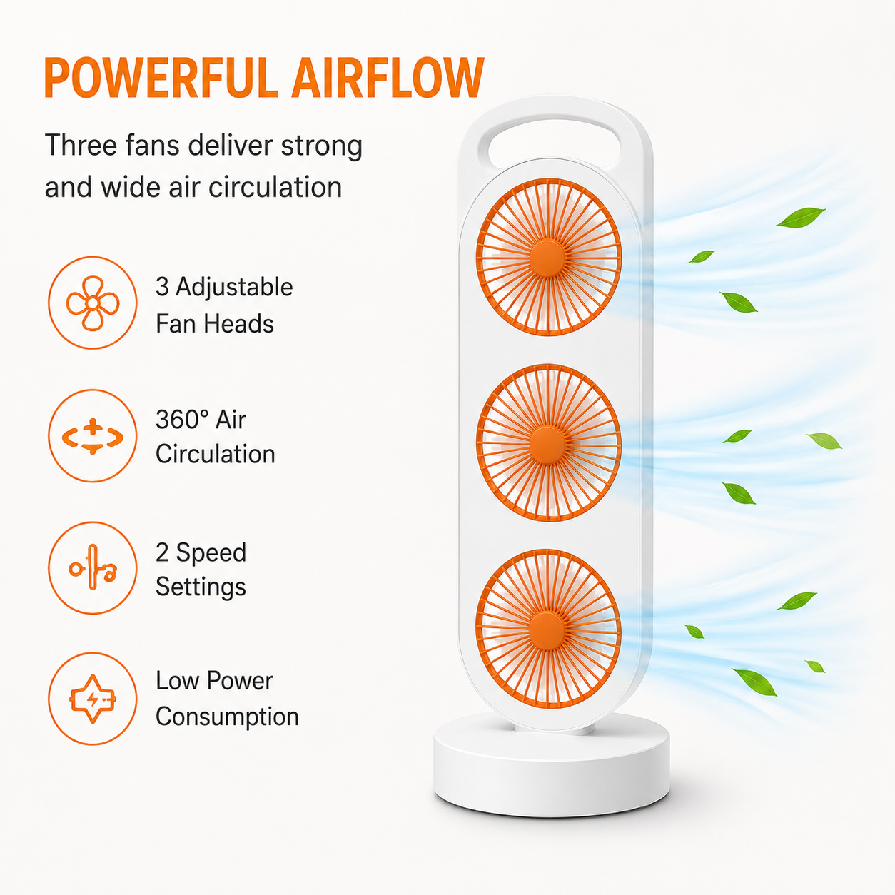 Triple Head Table Fan