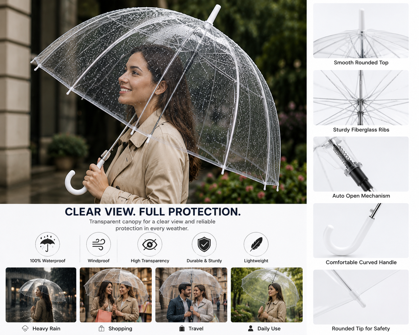 Transparent Dome Umbrella