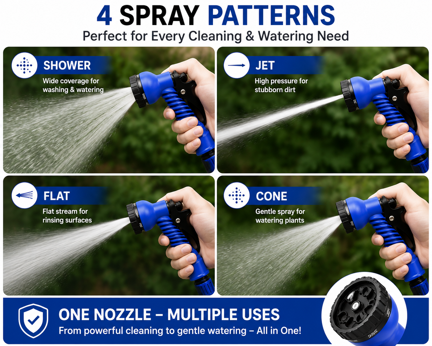 4-in-1 Water Spray Gun With 15 Meter Expandable Pipe