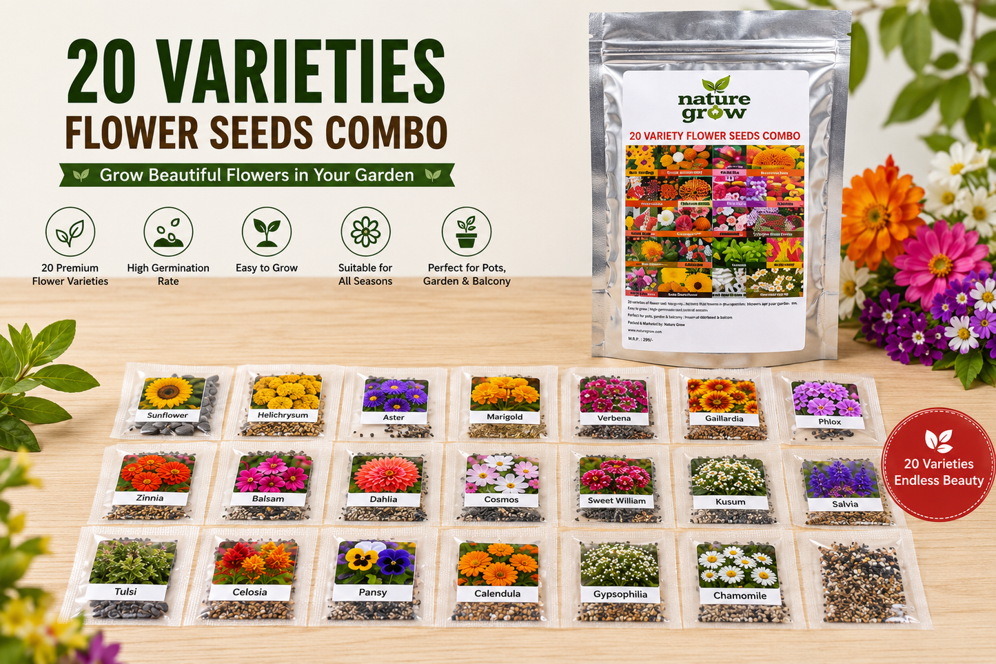 20 varieties flower seeds