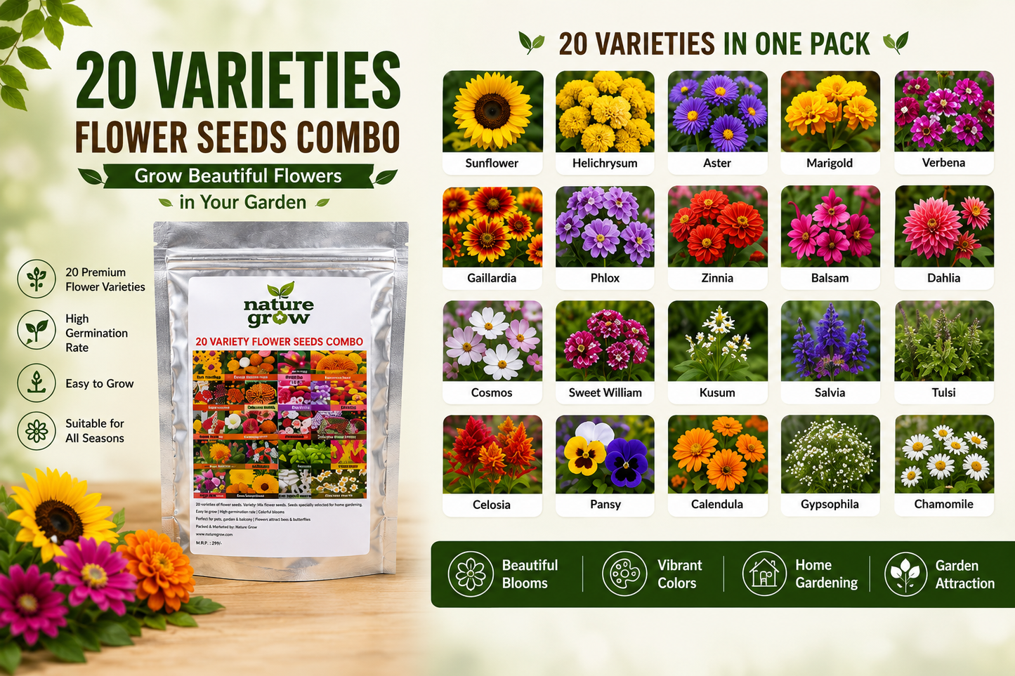 20 varieties flower seeds