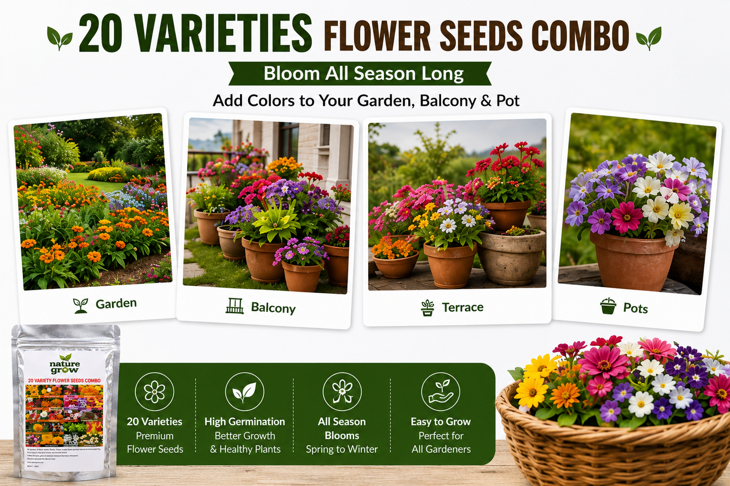 20 varieties flower seeds