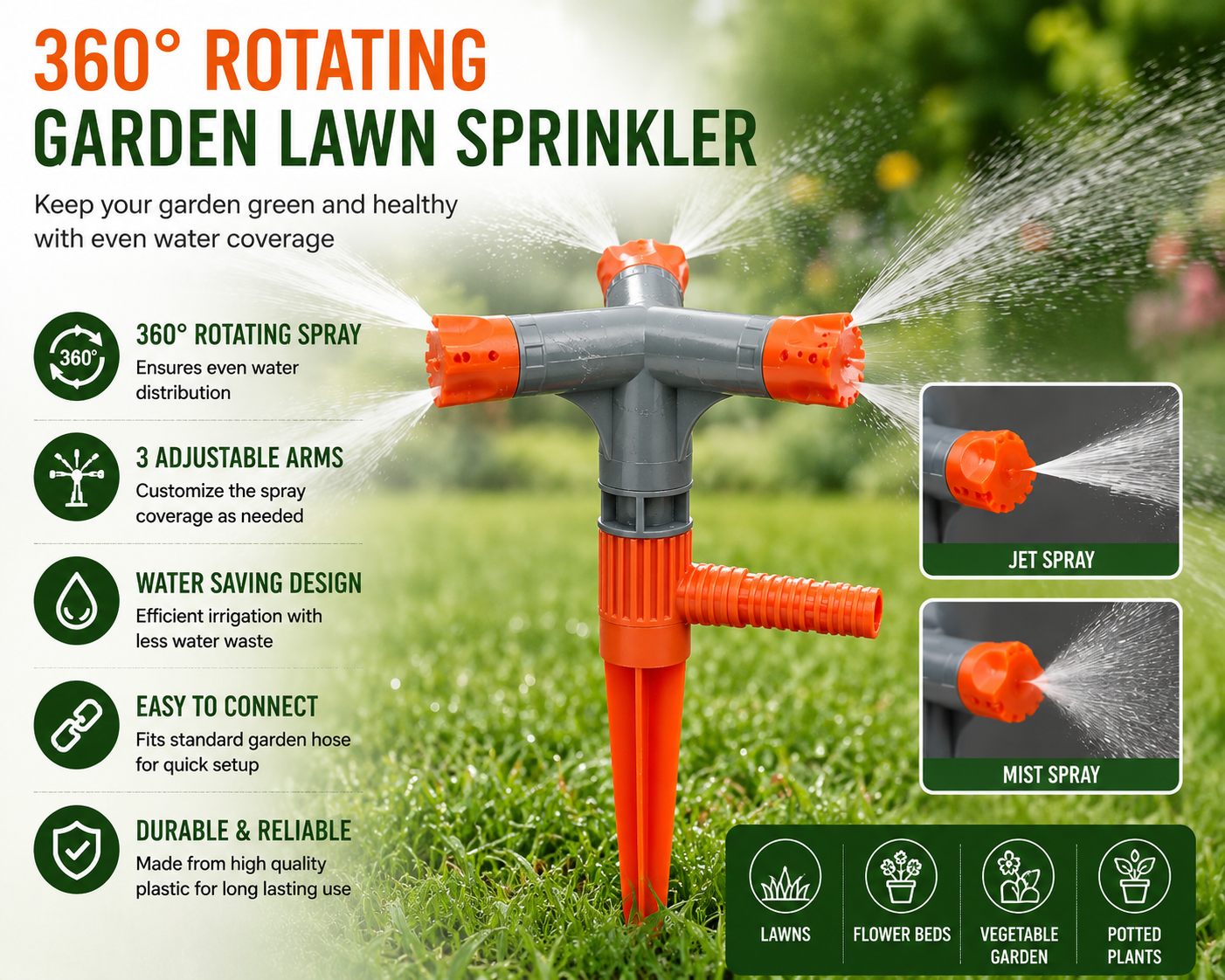 360° Rotating Garden Lawn Sprinkler