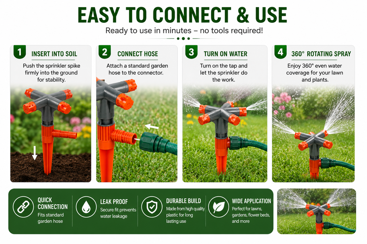360° Rotating Garden Lawn Sprinkler