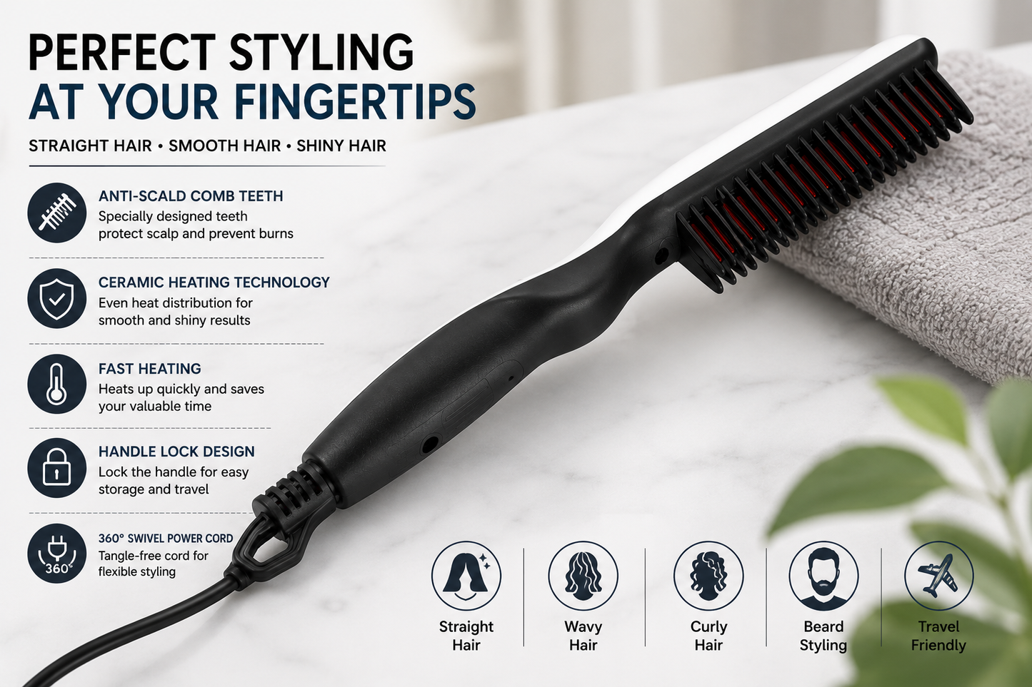 Electric Hair Straightening Comb