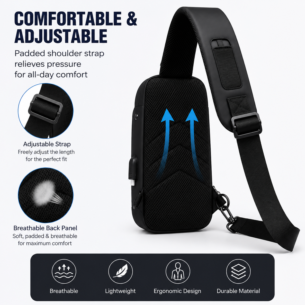 Sling Bag with USB Charging Port