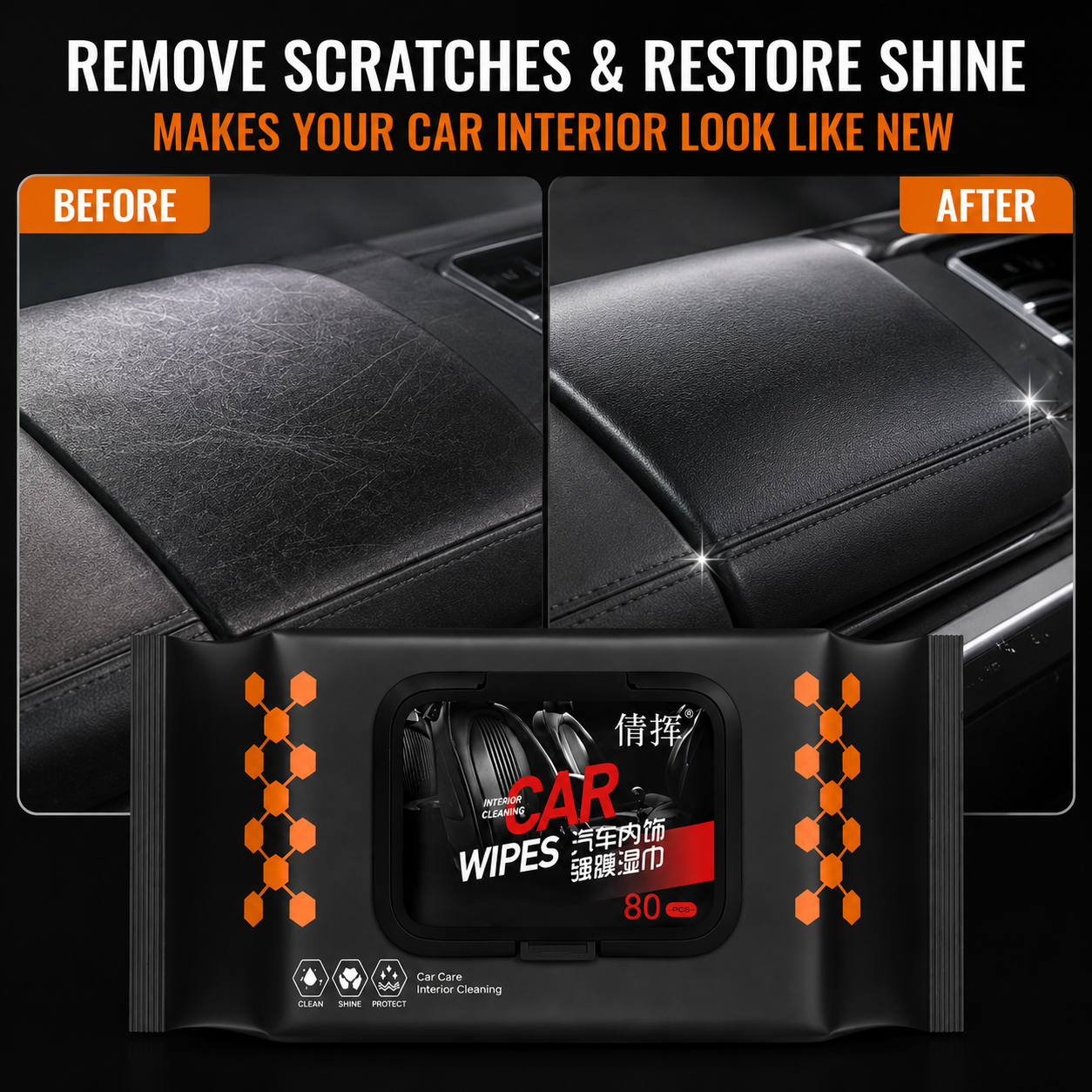 Car Dashboard Scratch Remover Tissue (80 Pcs Set)