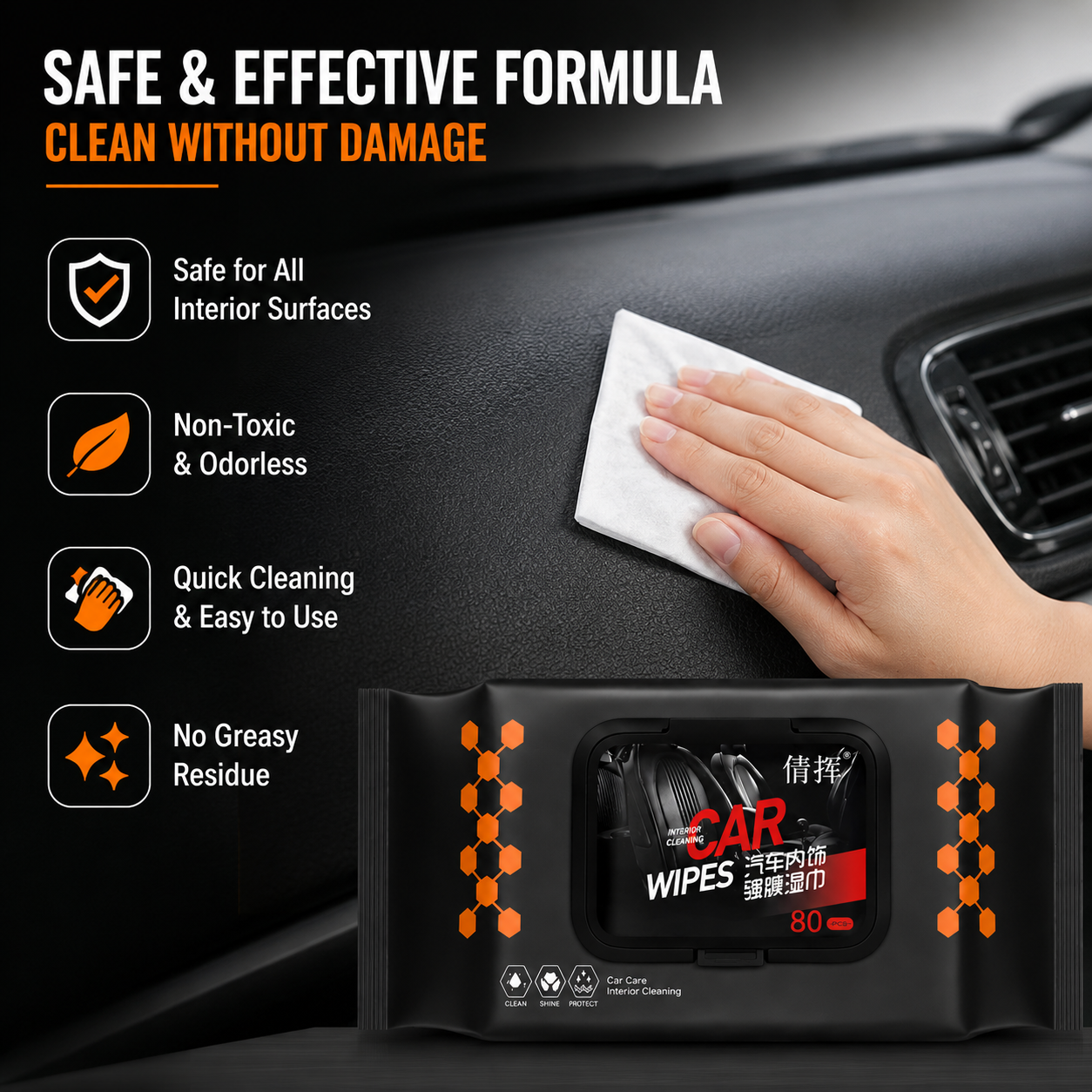 Car Dashboard Scratch Remover Tissue (80 Pcs Set)