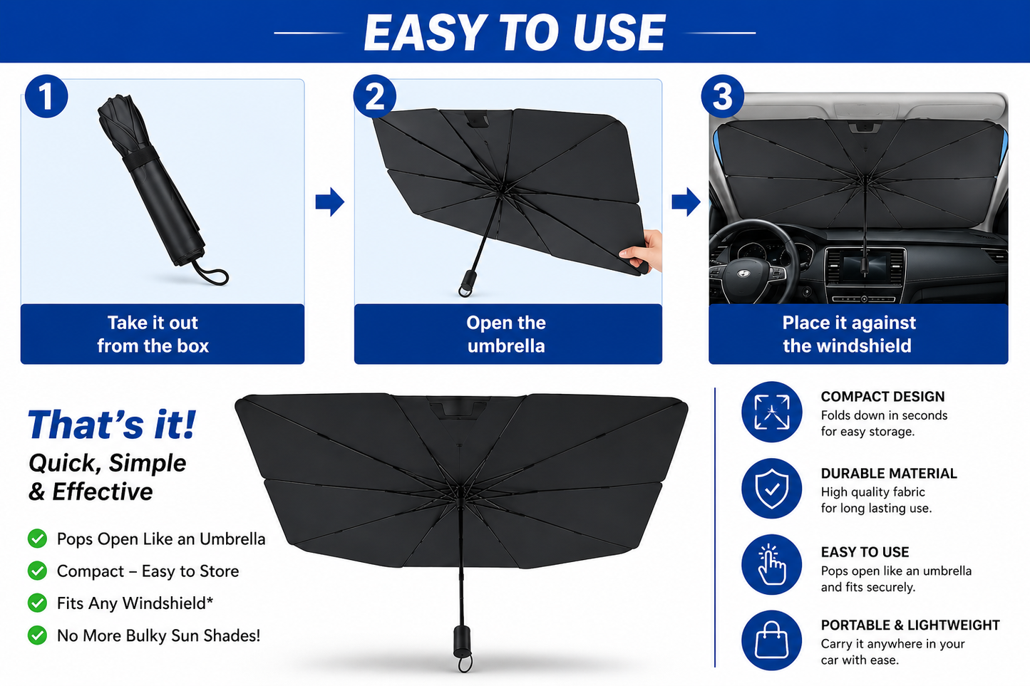 Car Windshield Sun Shade Umbrella