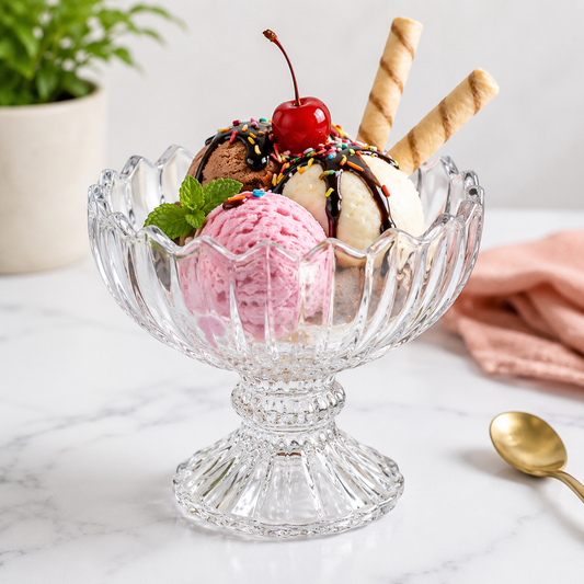Glass Ice Cream Bowls Set