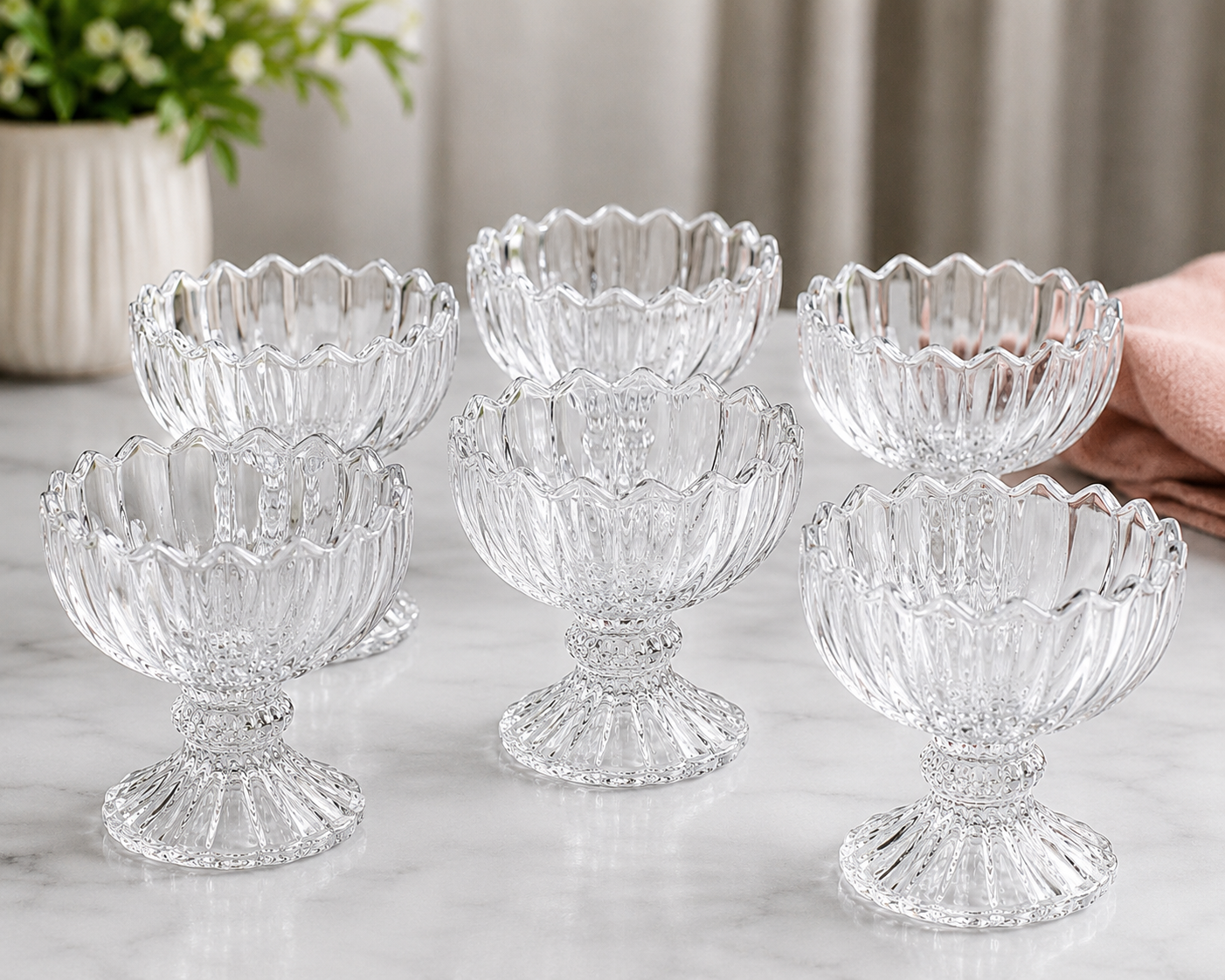 Glass Ice Cream Bowls Set