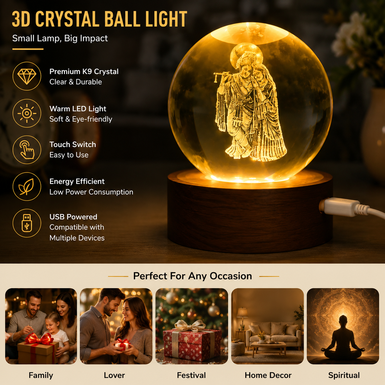 3D Crystal Ball Light