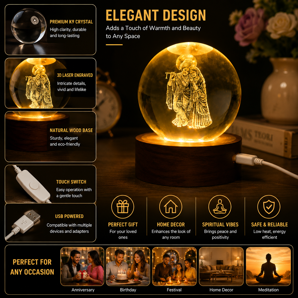 3D Crystal Ball Light