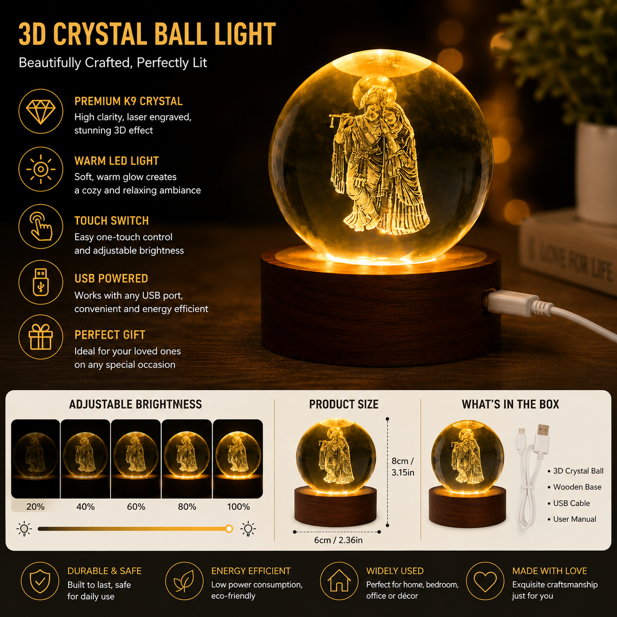 3D Crystal Ball Light