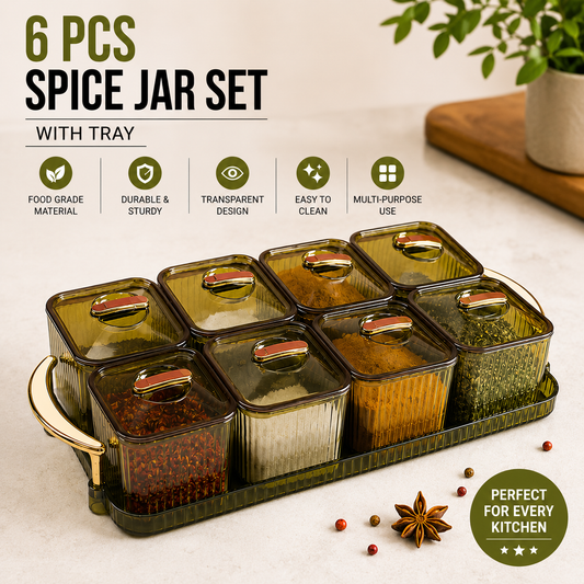 Transparent Spice Jar Set with Tray