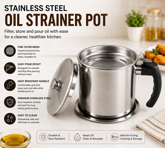 Stainless Steel Oil Strainer Pot