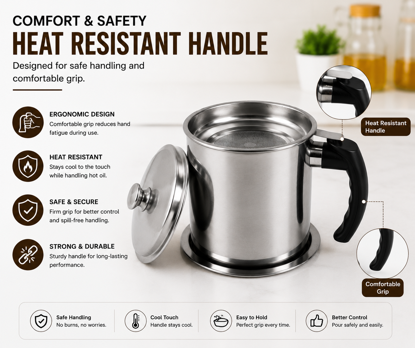 Stainless Steel Oil Strainer Pot