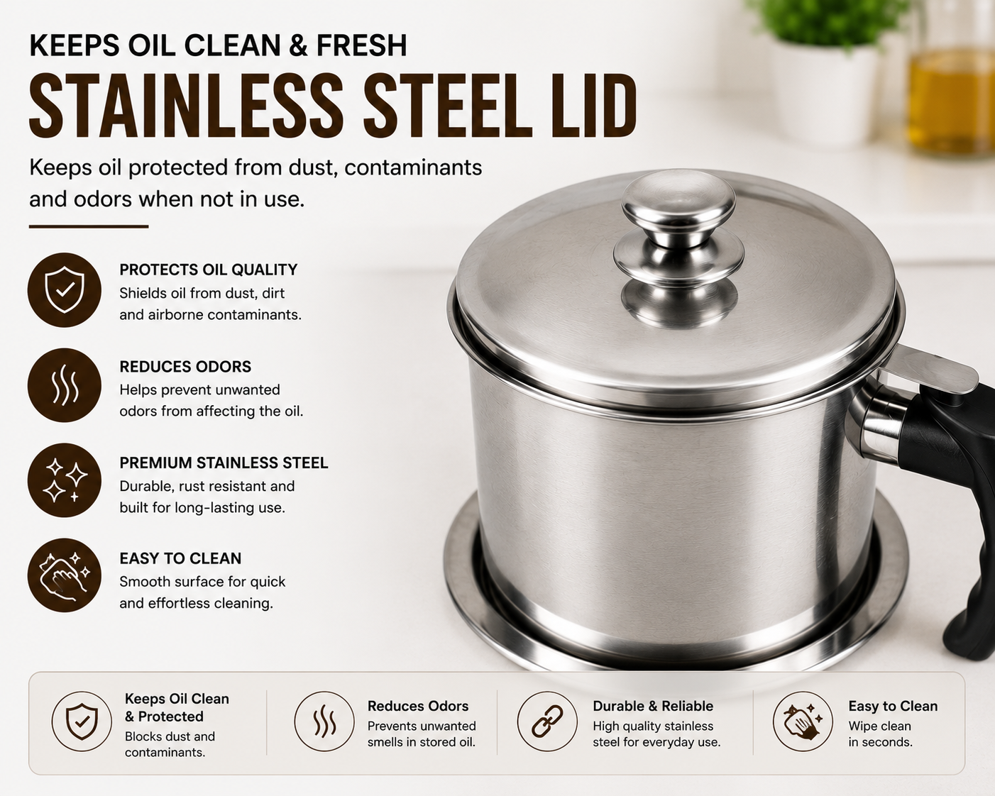 Stainless Steel Oil Strainer Pot