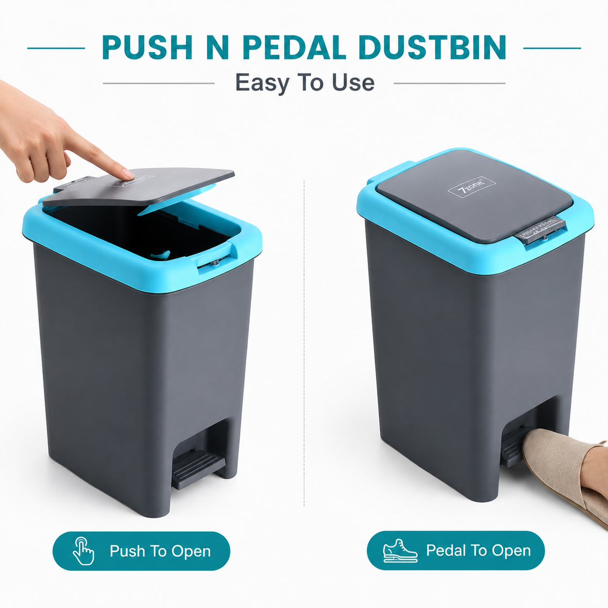 Plastic Push N Pedal DustBin