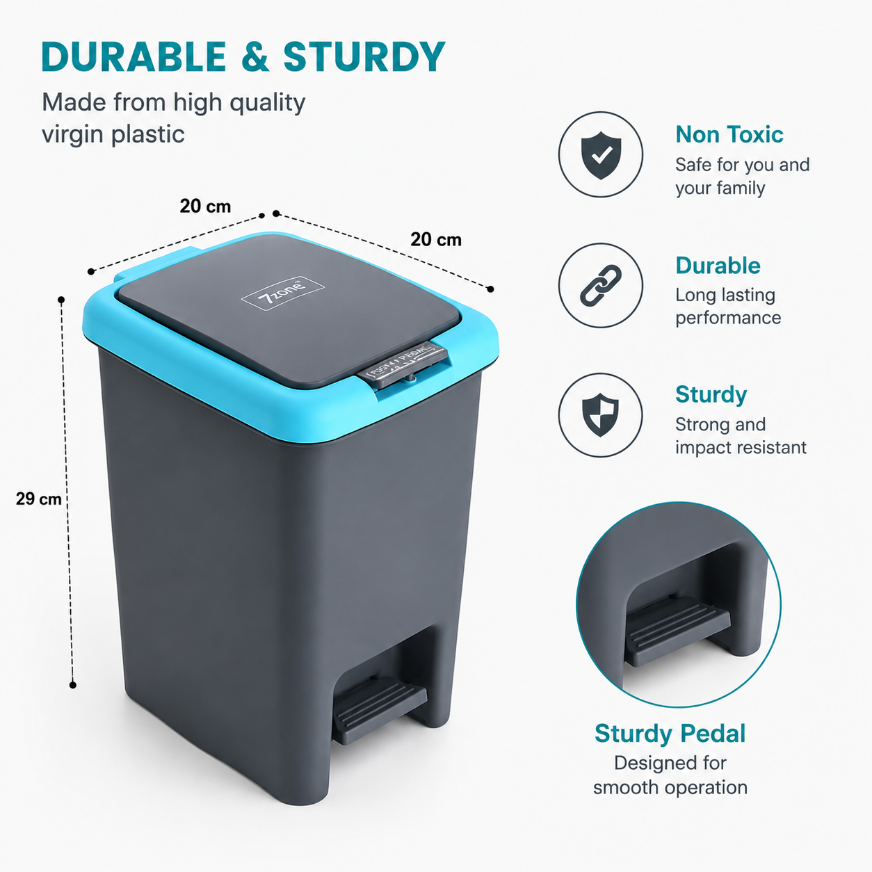 Plastic Push N Pedal DustBin
