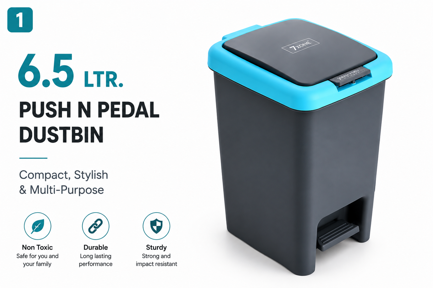 Plastic Push N Pedal DustBin