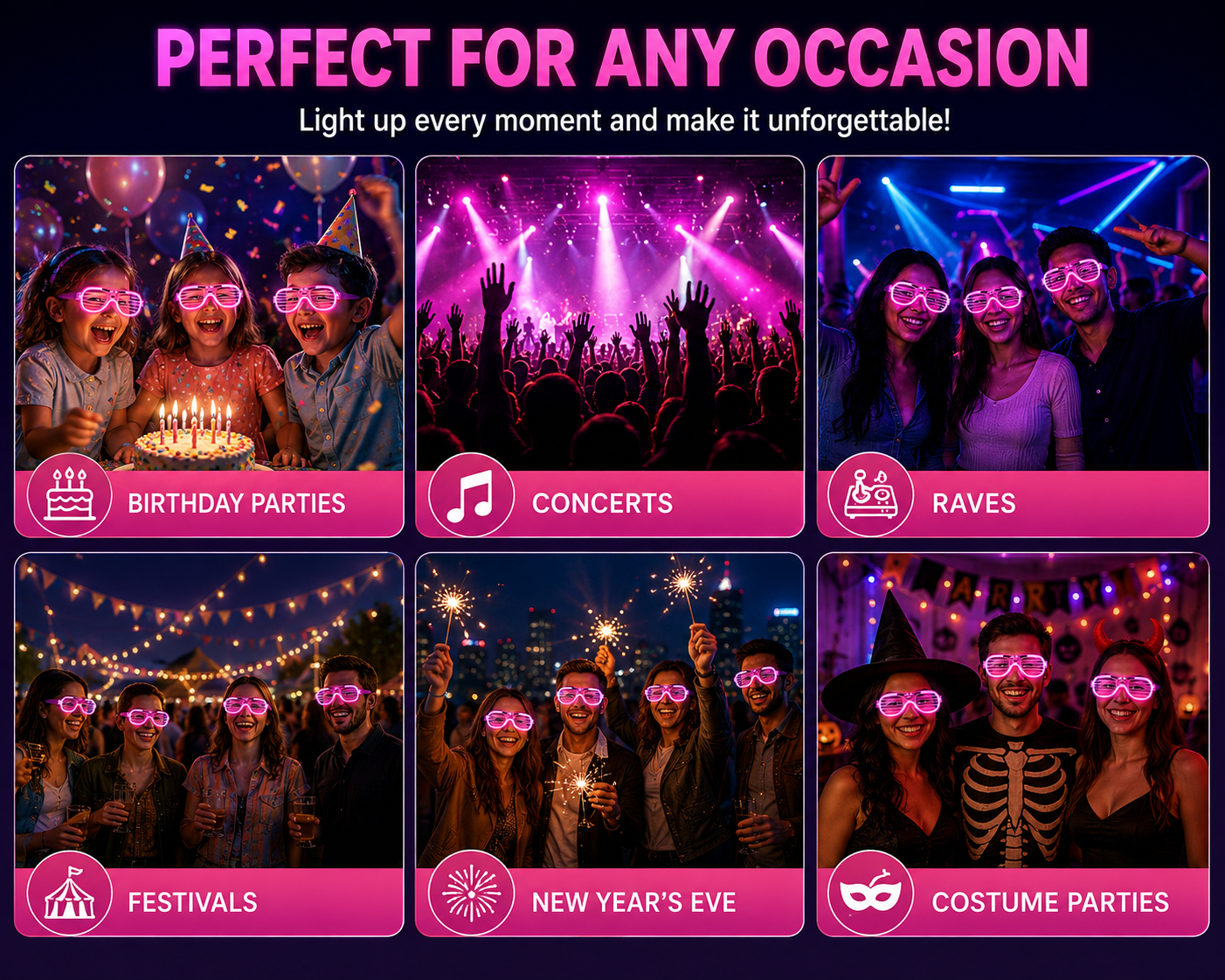 LED Light Up Party Glasses