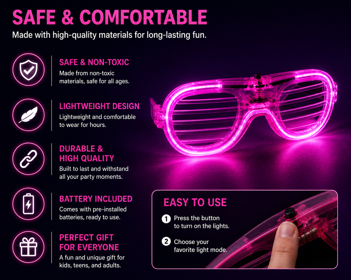 LED Light Up Party Glasses