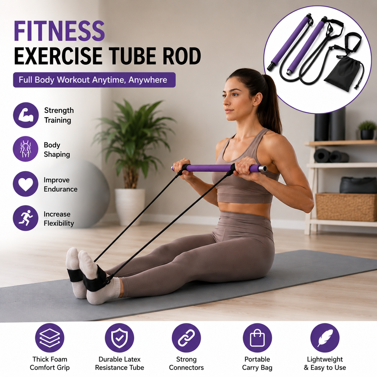 Fitness Exercise Tube Rod