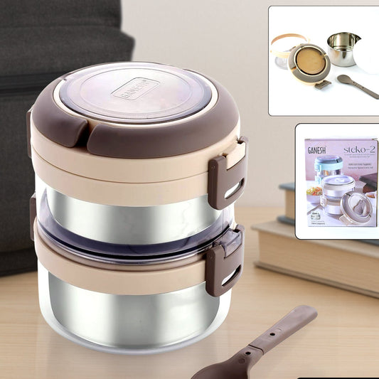 Ganesh Steko-2 Double Layer Stainless Steel Insulated Lunch Box Set