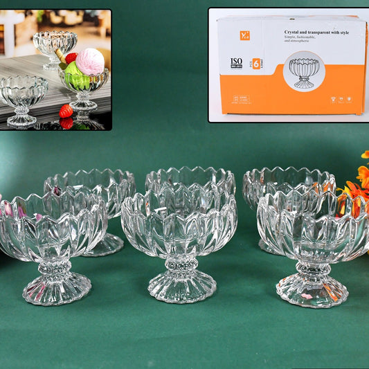 Glass Ice Cream Bowls Glass Dessert Cups For Sundae (6 Pcs)
