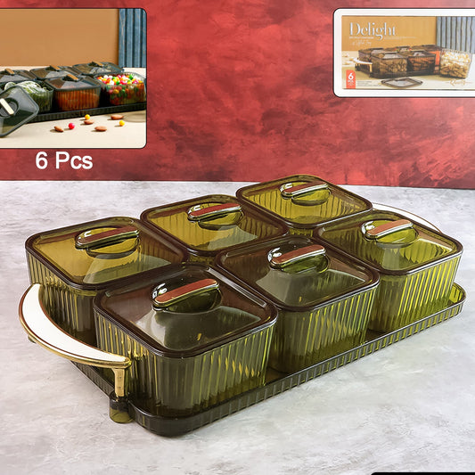 Liger Multipurpose Transparent Spice Jar Set With Tray And Lids 400ml Approx (6 Pc)